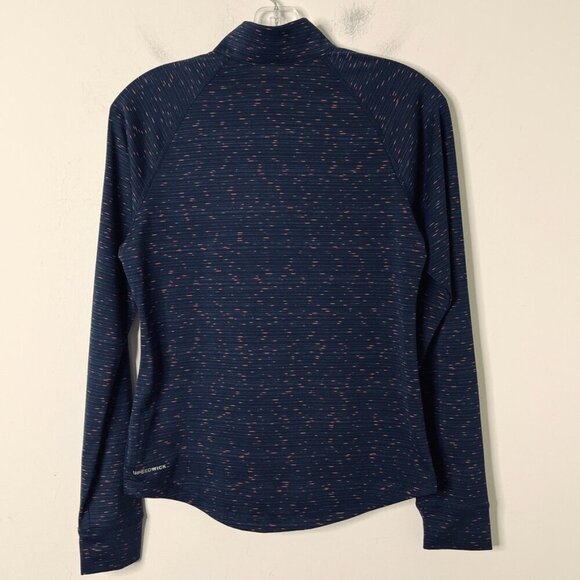 Reebok Women's Performance Quarter Zip Shirt XS Navy Blue Long Sleeve Space Dye - Picture 7 of 11